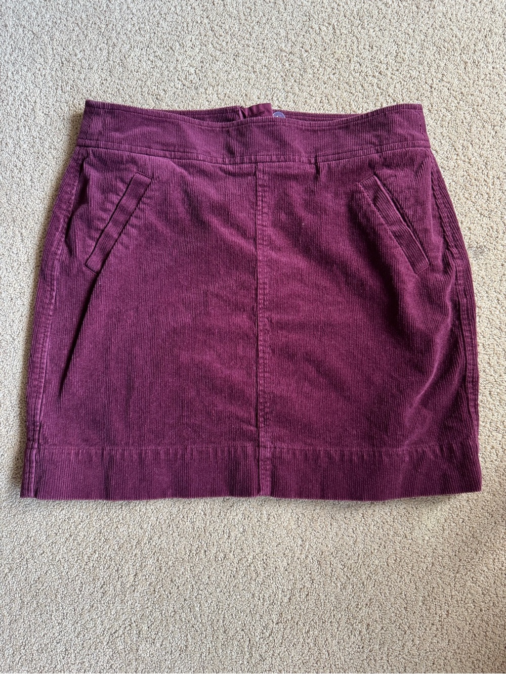 LOFT Maroon Corduroy Mini Skirt High Rise A-Line Pocket Skirt Size Unknown